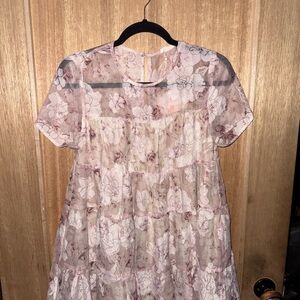 Storia Floral Mini Dress - Pink and Cream